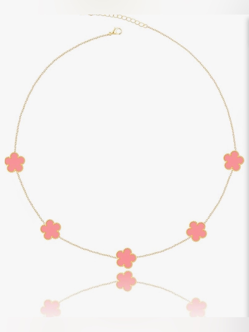 ⭐️FINAL PRICE Stainless Steel Gold Chain Necklace with Pink Flower Accents